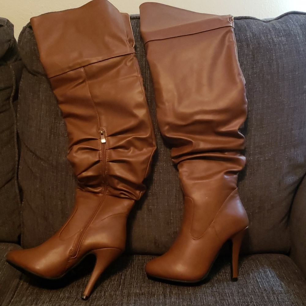brown knee high boots